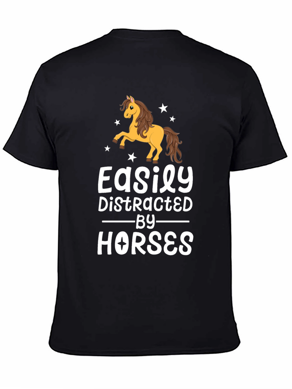 Easily Distracted By Horses Black T-Shirt