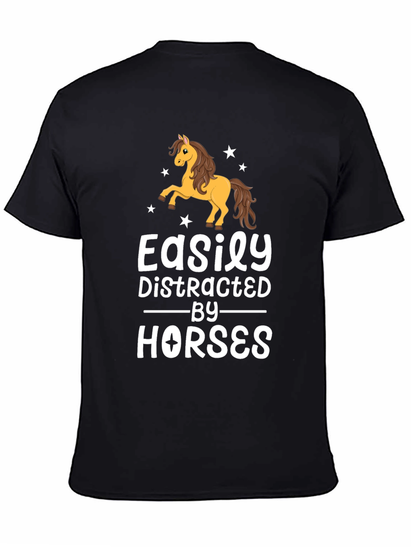 Easily Distracted By Horses Black T-Shirt