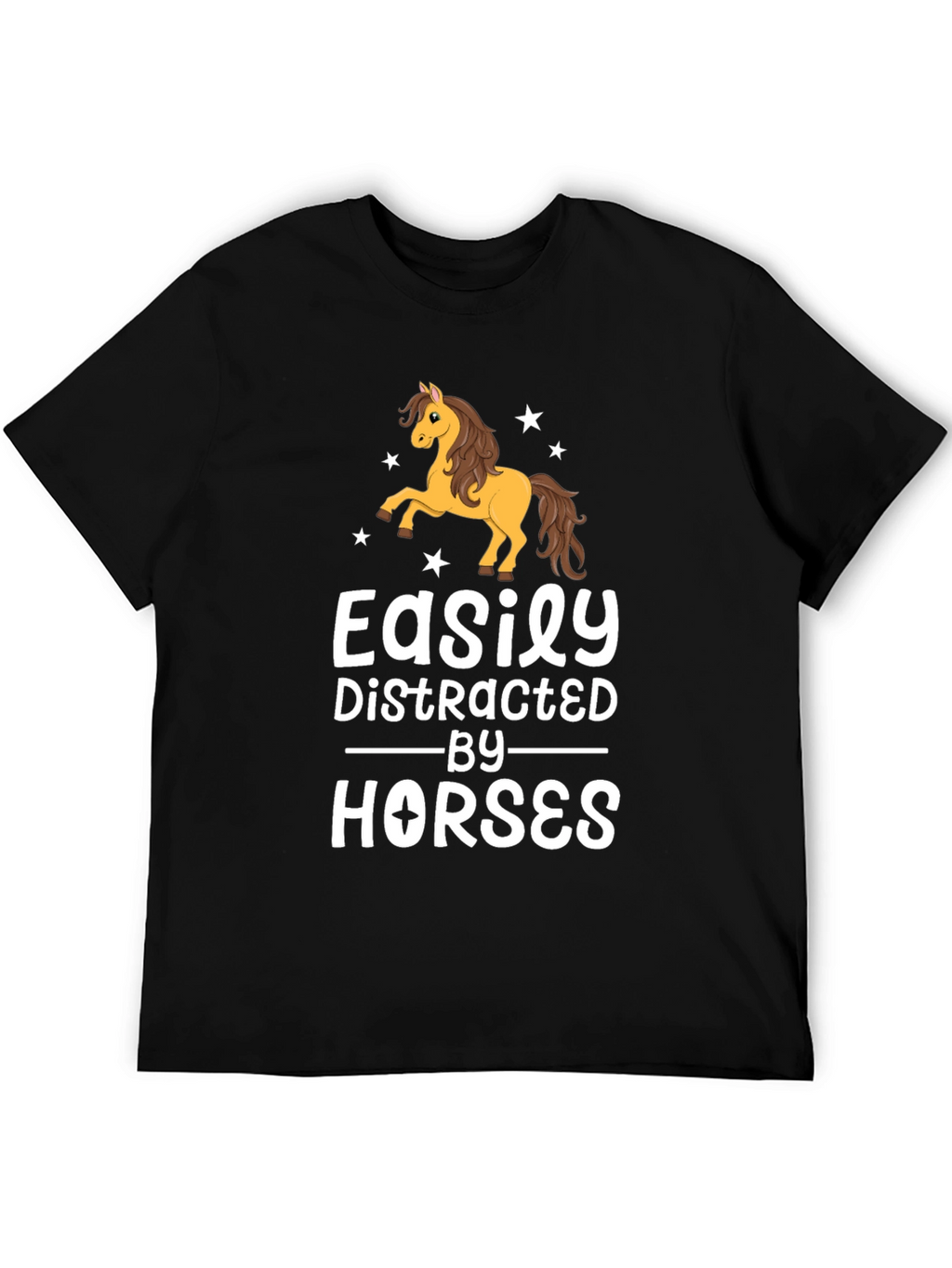 Easily Distracted By Horses Black T-Shirt