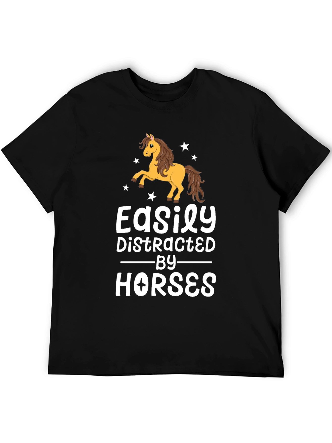 Easily Distracted By Horses Black T-Shirt