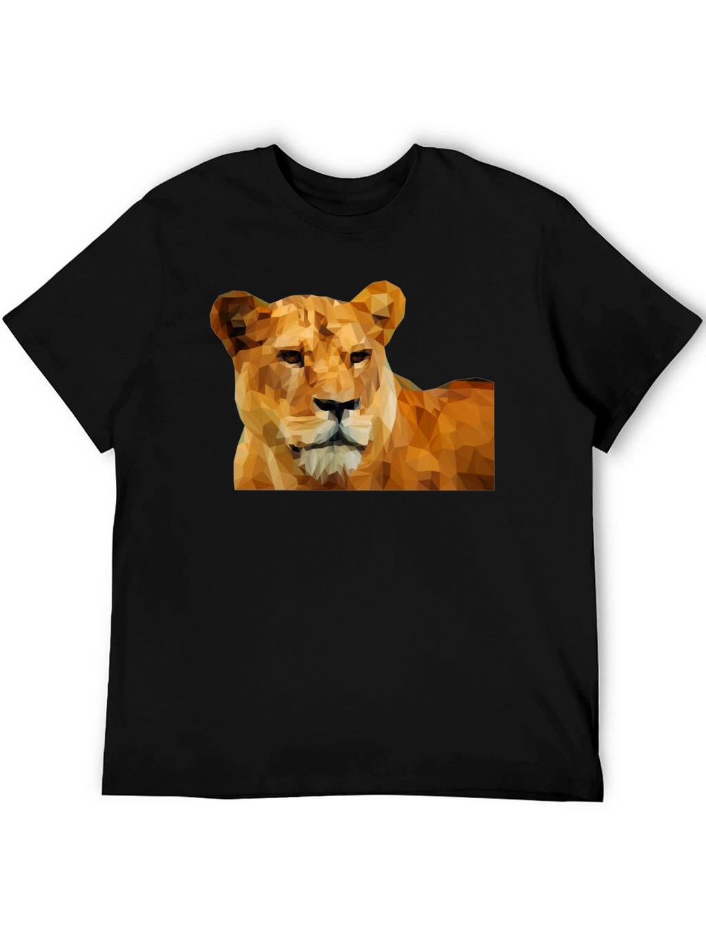 Geometric Lion Graphic Tee - Black
