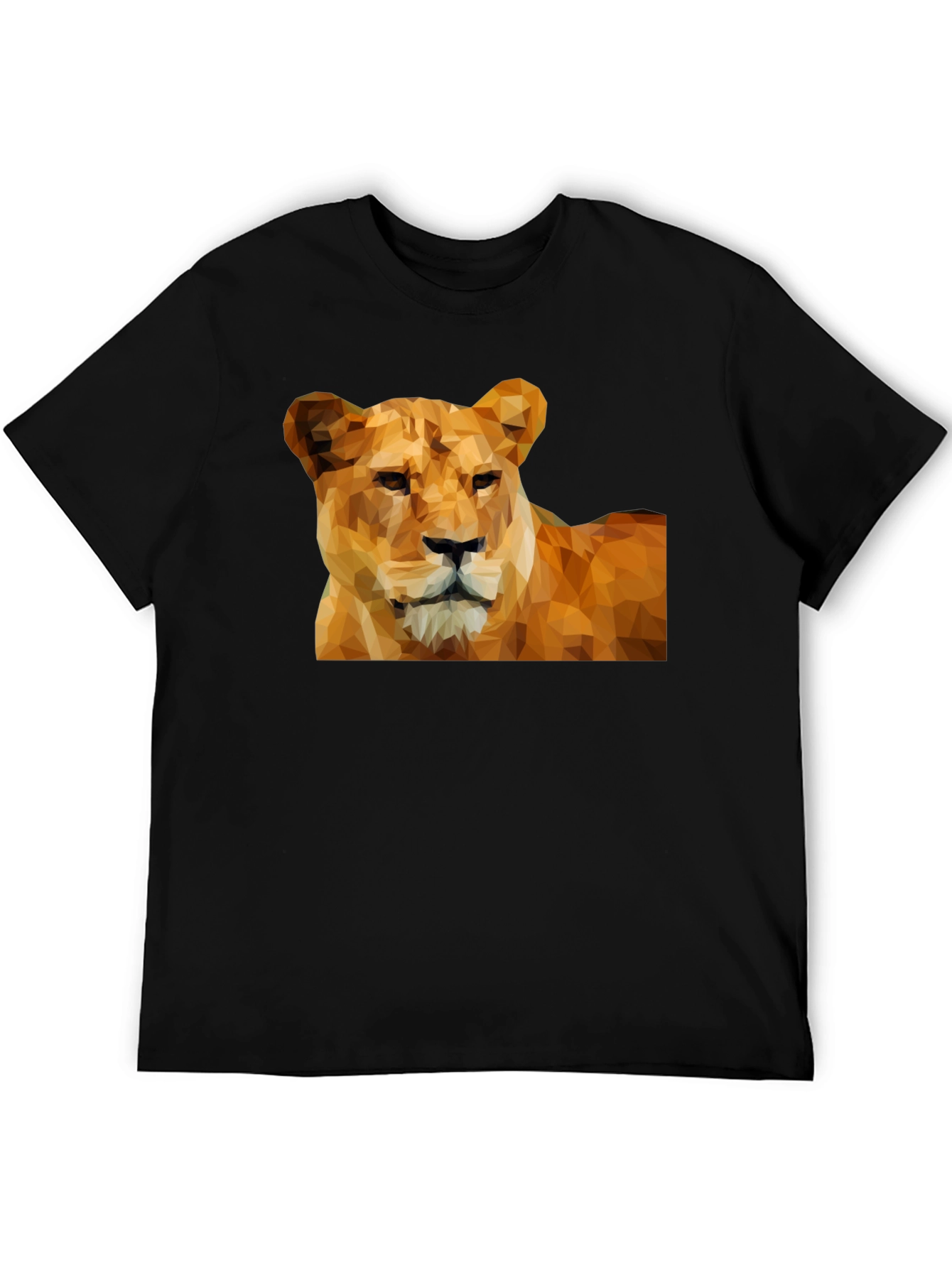 Geometric Lion Graphic Tee - Black