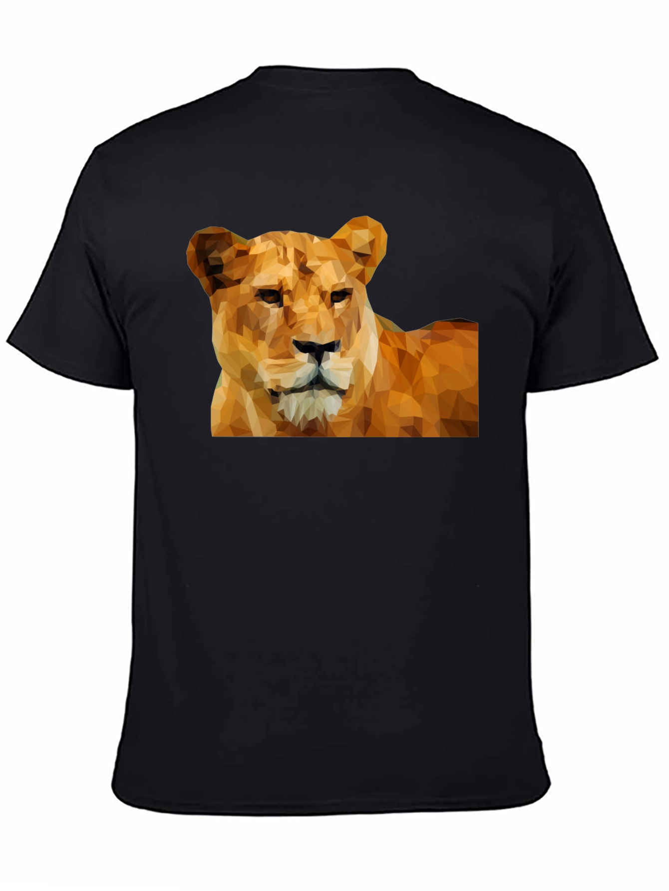 Geometric Lion Graphic Tee - Black