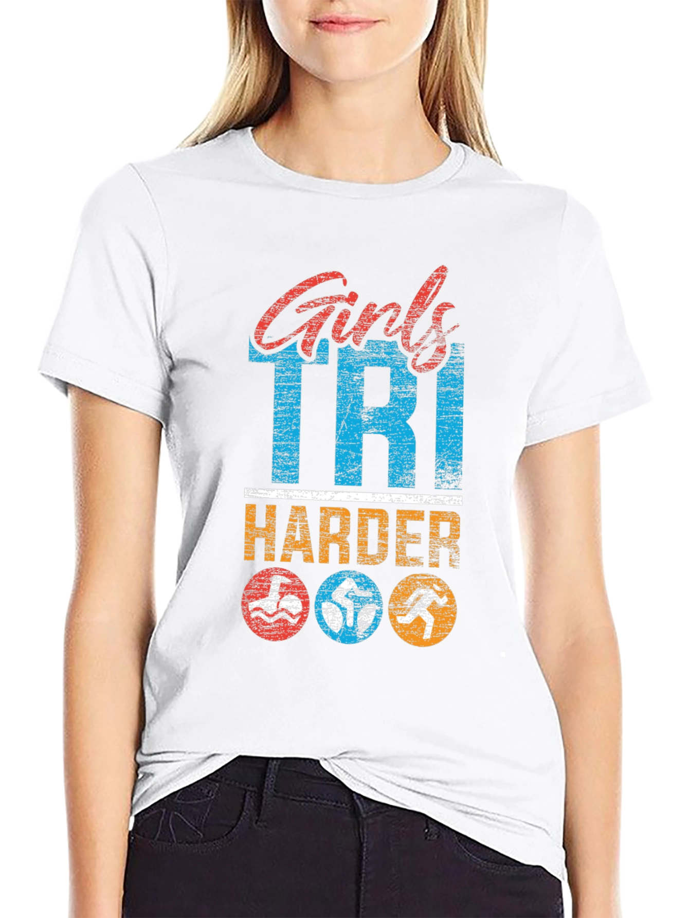 Girls Tri Harder T-Shirt Triathlon Shirt