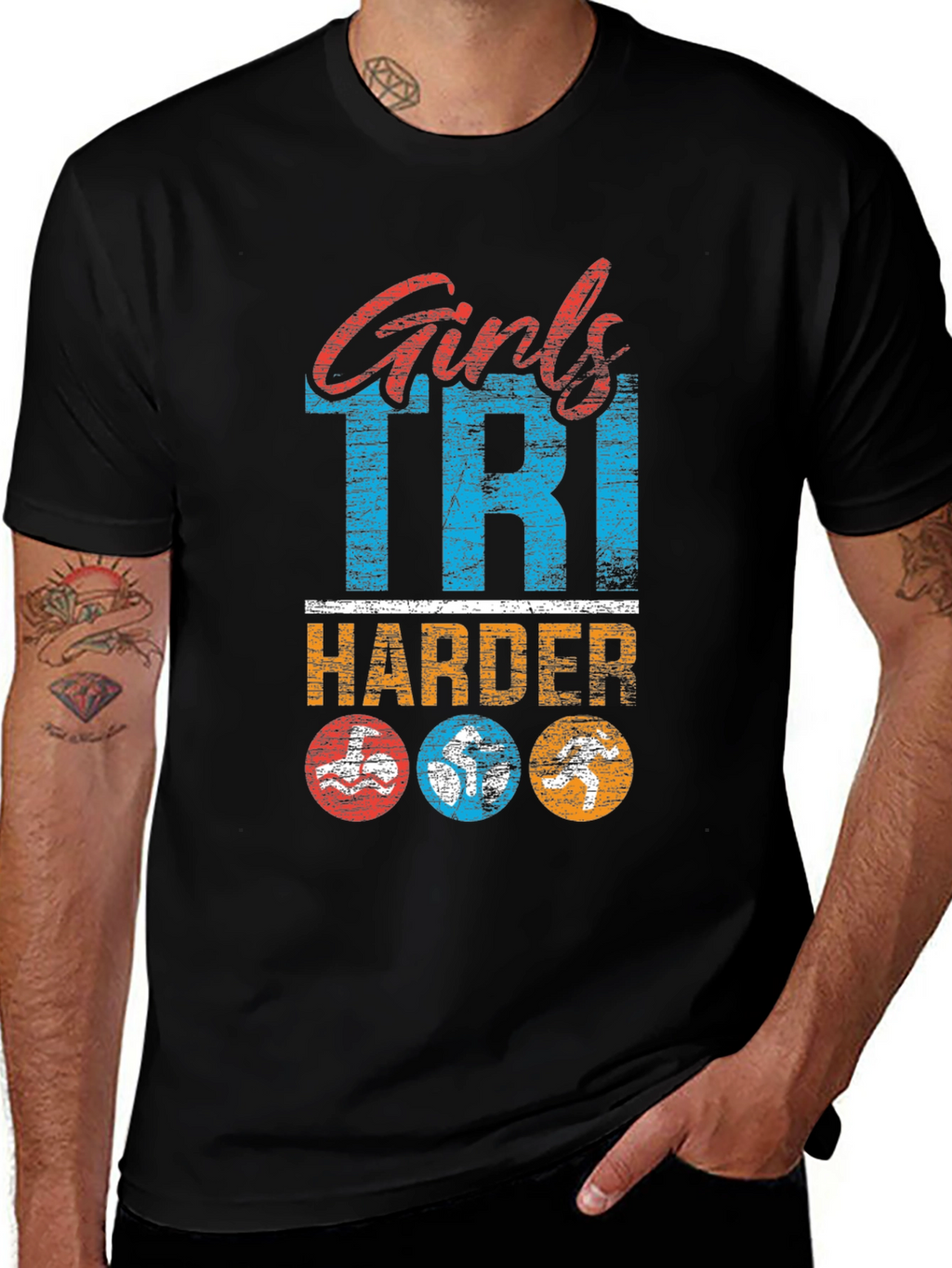 Girls Tri Harder T-Shirt Triathlon Shirt