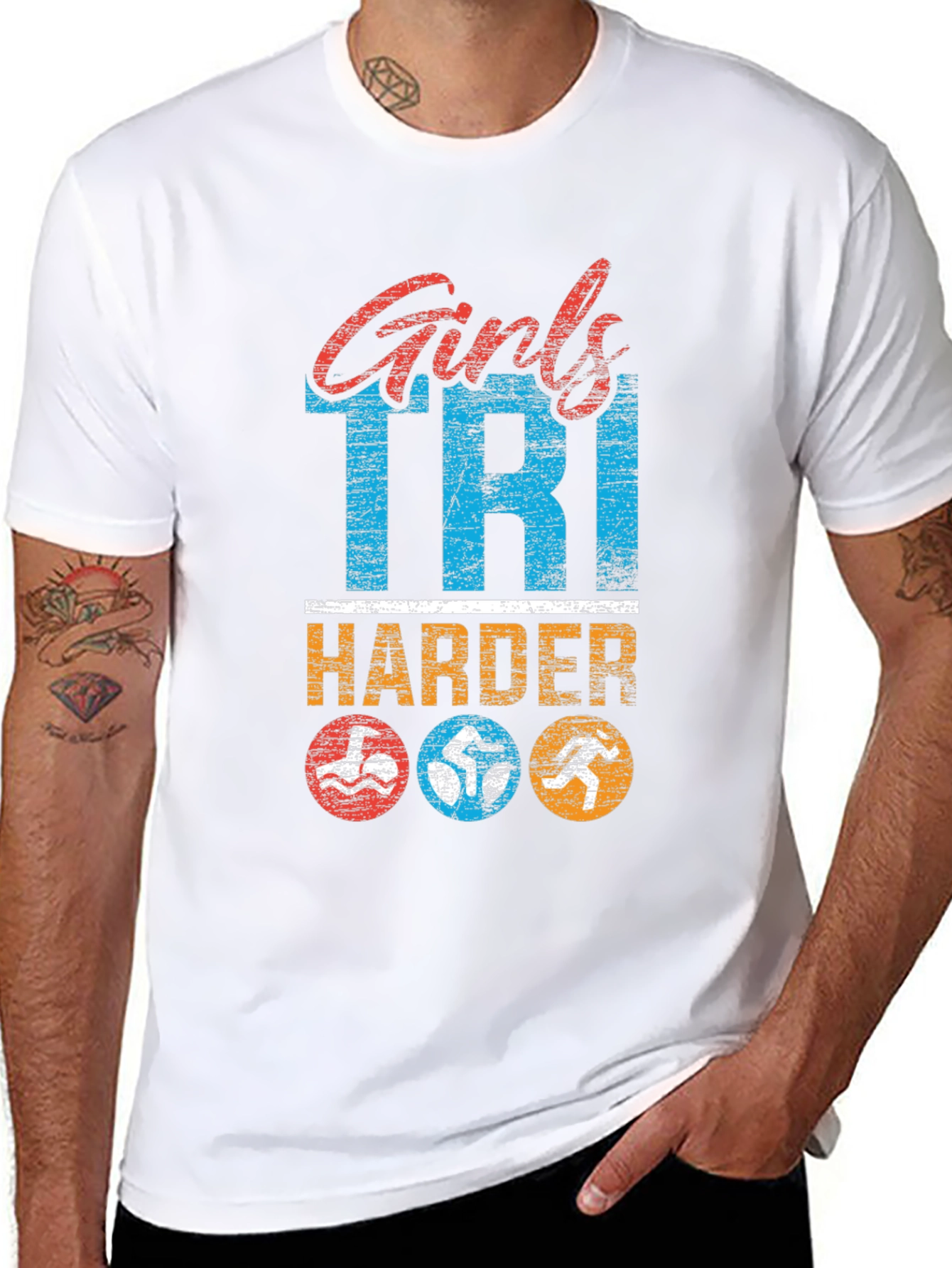 Girls Tri Harder T-Shirt Triathlon Shirt