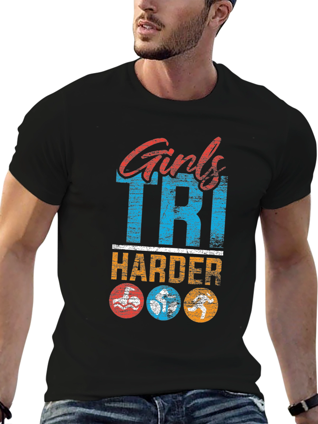 Girls Tri Harder T-Shirt Triathlon Shirt