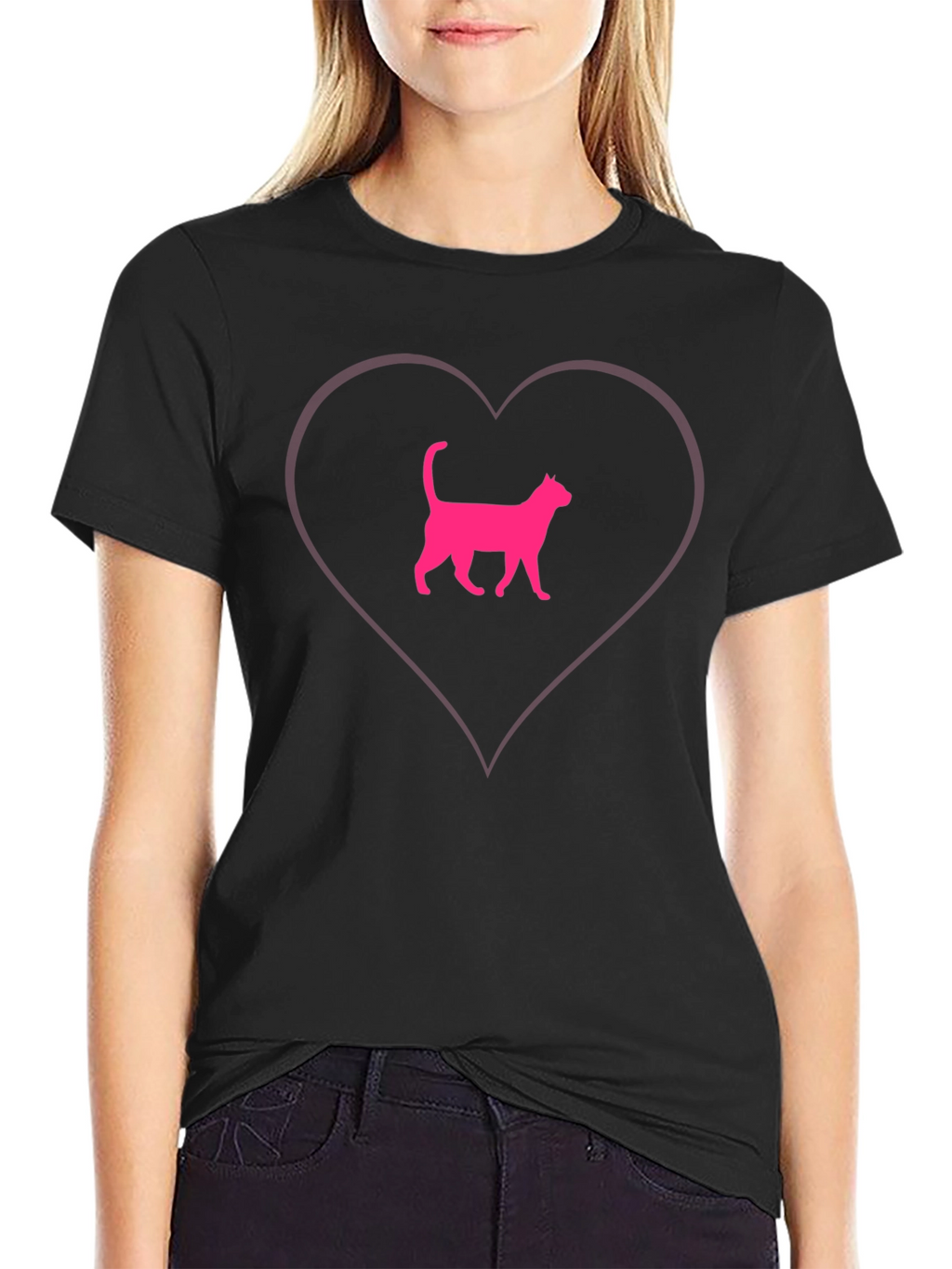 Cat Heart T-Shirt - Cute Graphic Tee