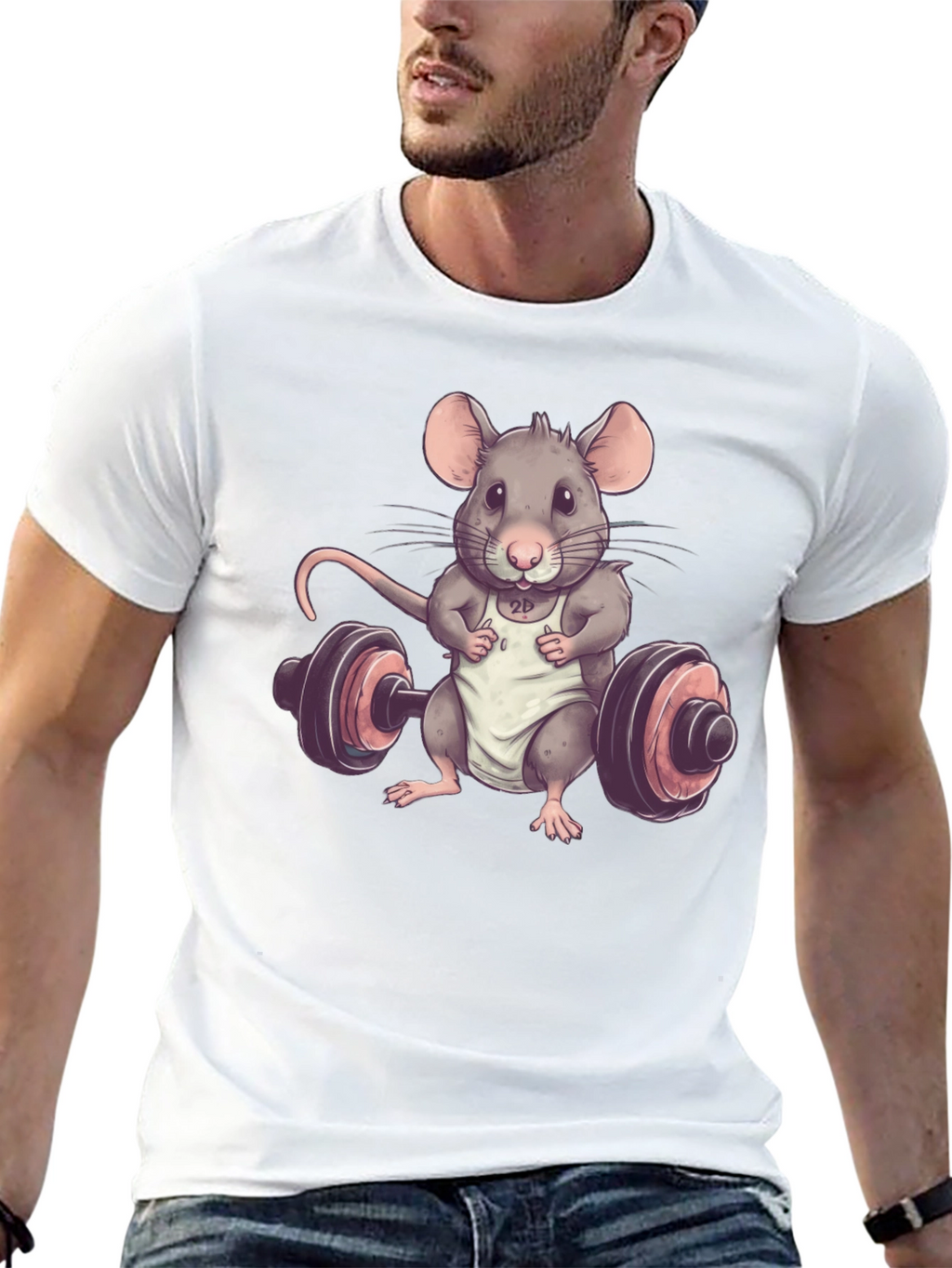 Workout Mouse T-Shirt - Gym Rat Rodent Tee