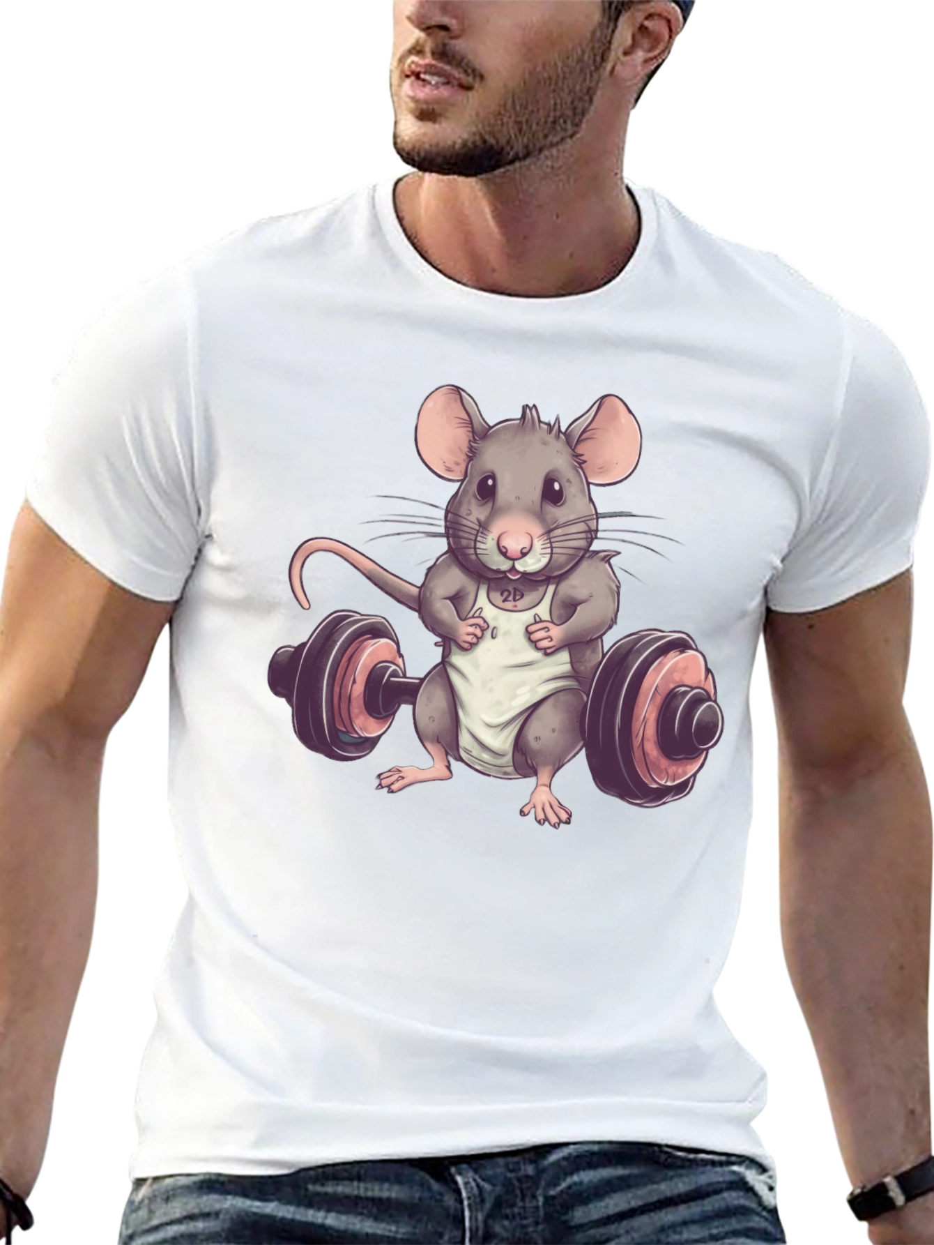 Workout Mouse T-Shirt - Gym Rat Rodent Tee