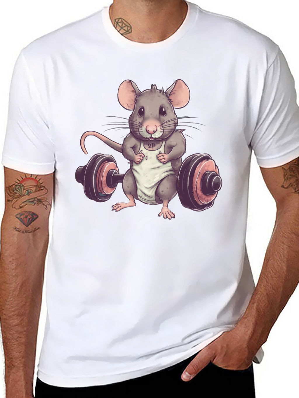 Workout Mouse T-Shirt - Gym Rat Rodent Tee