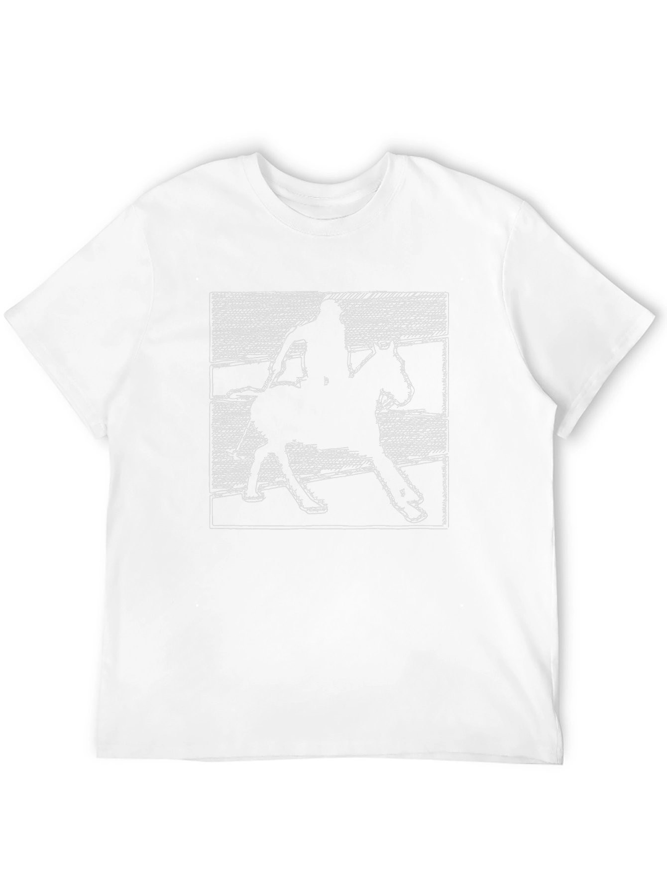 Equestrian Sketch Graphic Tee - Black Cotton Casual