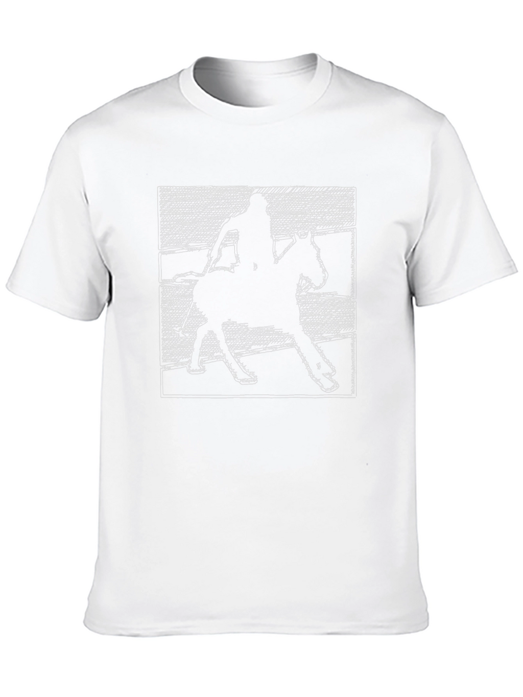 Equestrian Sketch Graphic Tee - Black Cotton Casual