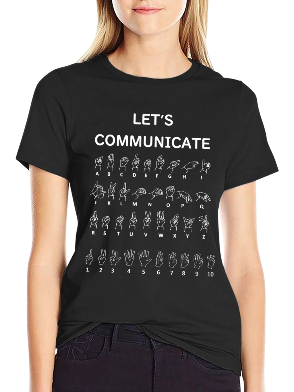 Lets Communicate Sign Language Graphic Tee