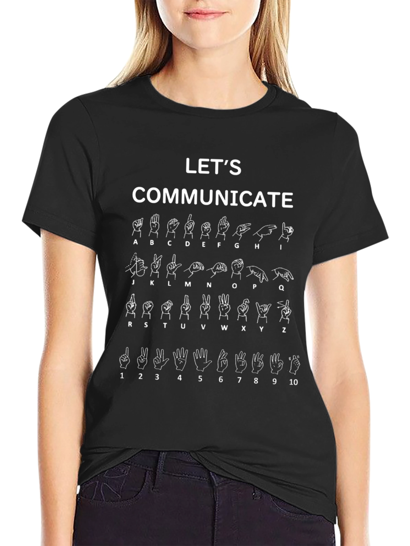 Lets Communicate Sign Language Graphic Tee