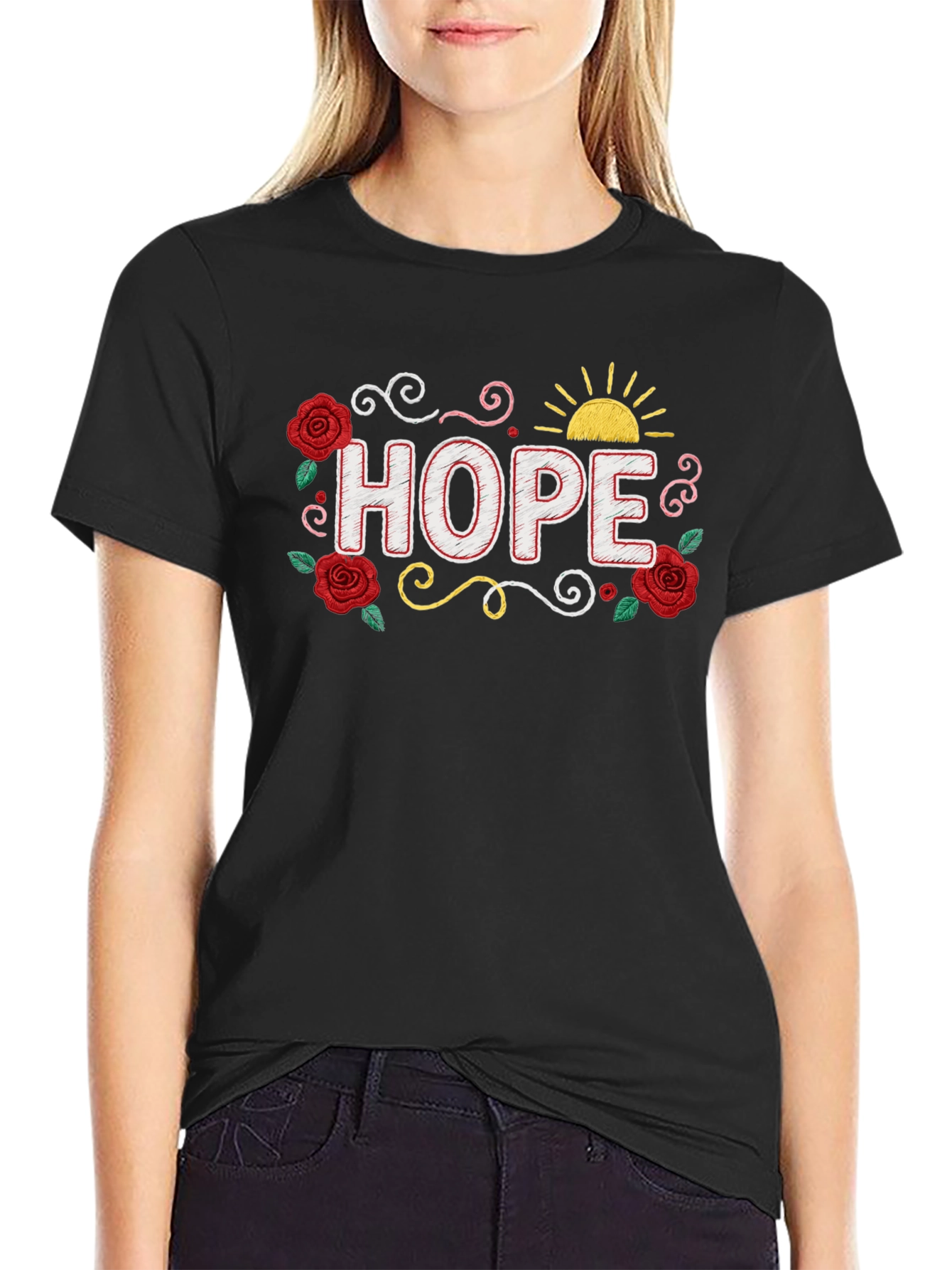Hope Floral Graphic T-Shirt - Positive Vibes!