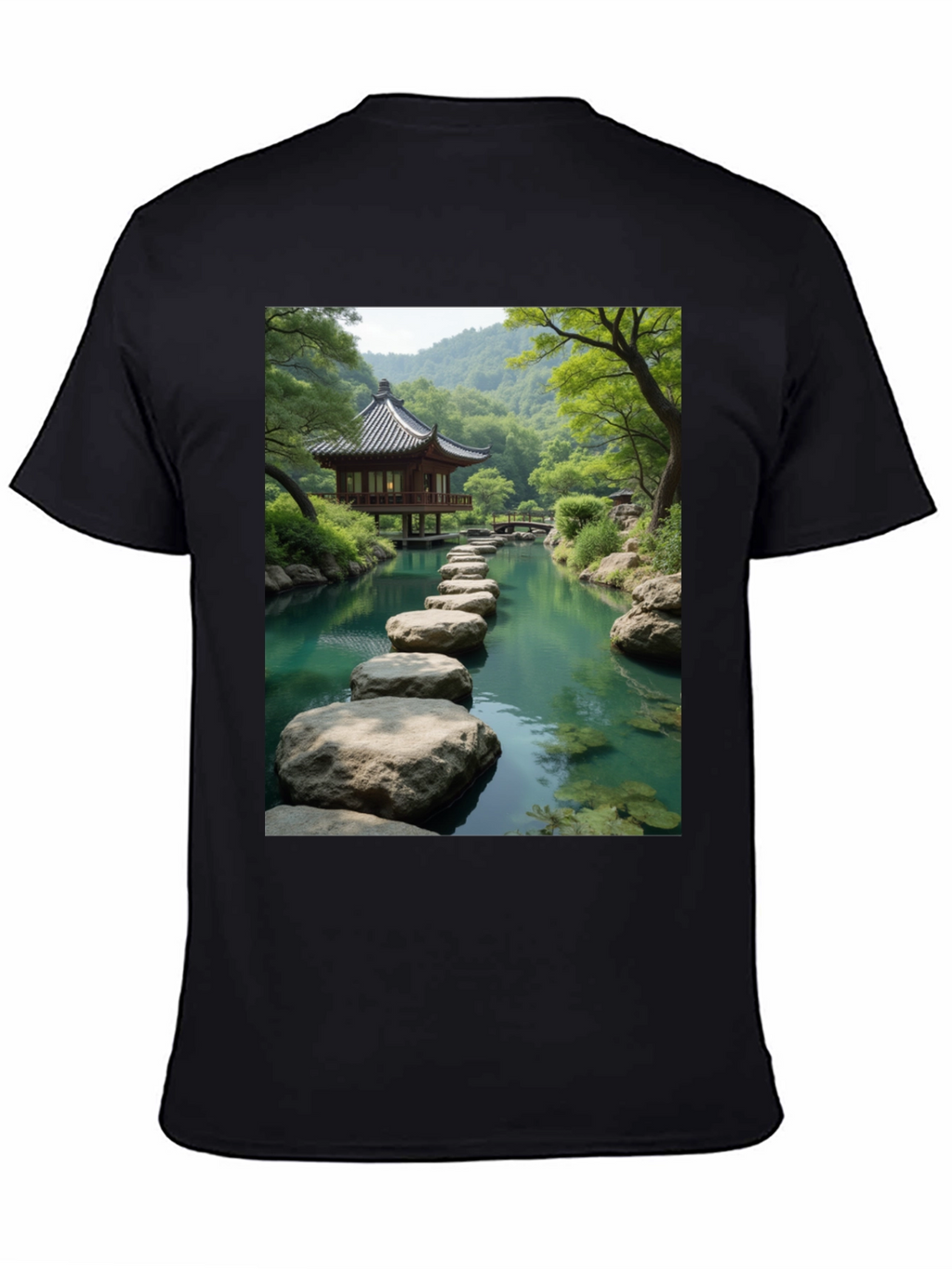 Zen Garden Graphic Tee - Nature Inspired Black T-Shirt