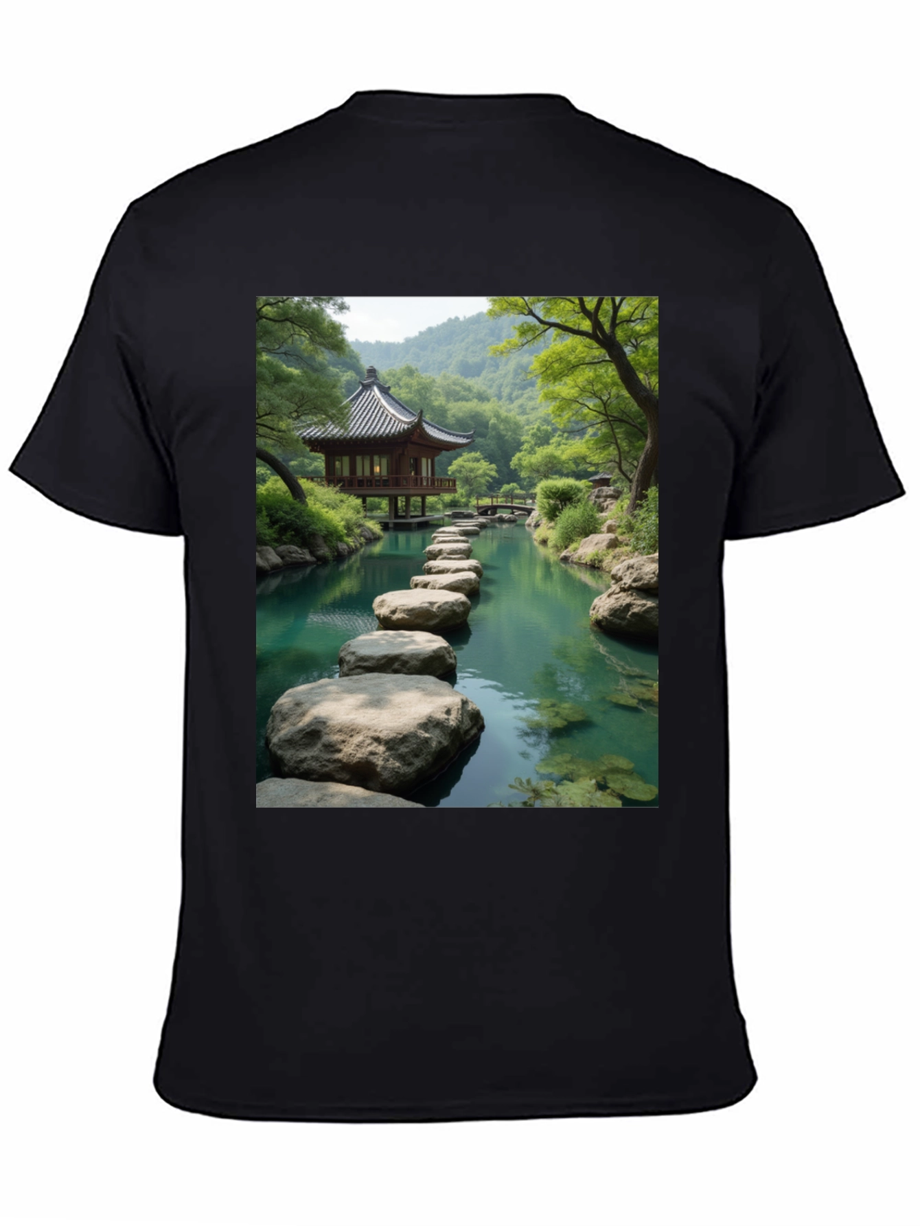Zen Garden Graphic Tee - Nature Inspired Black T-Shirt