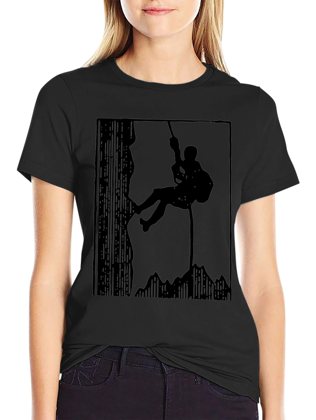 Mountain Climber Silhouette Graphic Tee - Black