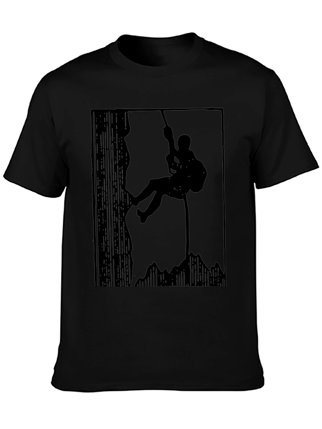 Mountain Climber Silhouette Graphic Tee - Black