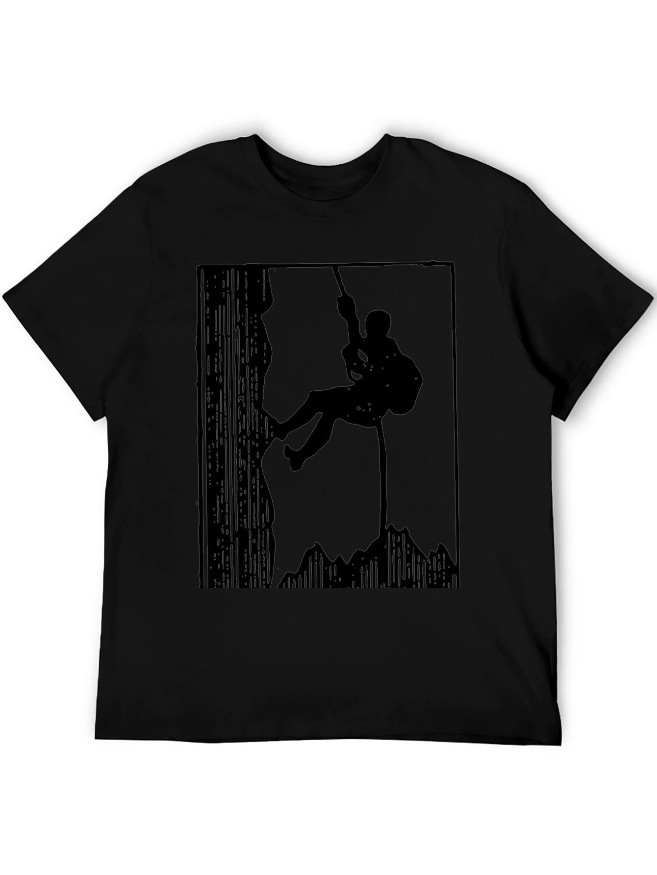 Mountain Climber Silhouette Graphic Tee - Black