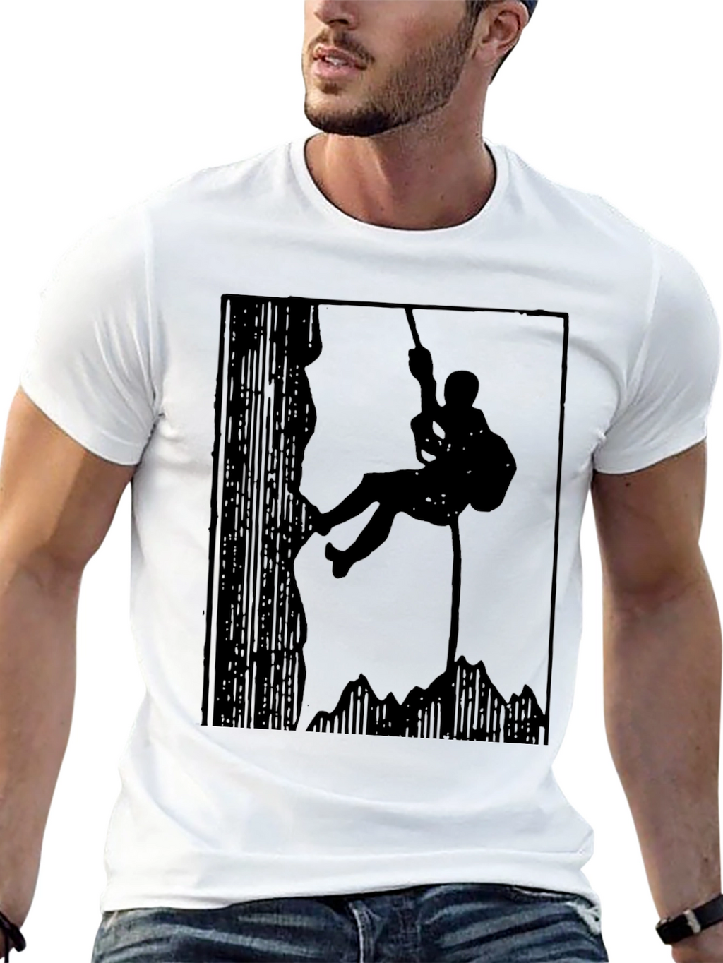 Mountain Climber Silhouette Graphic Tee - Black