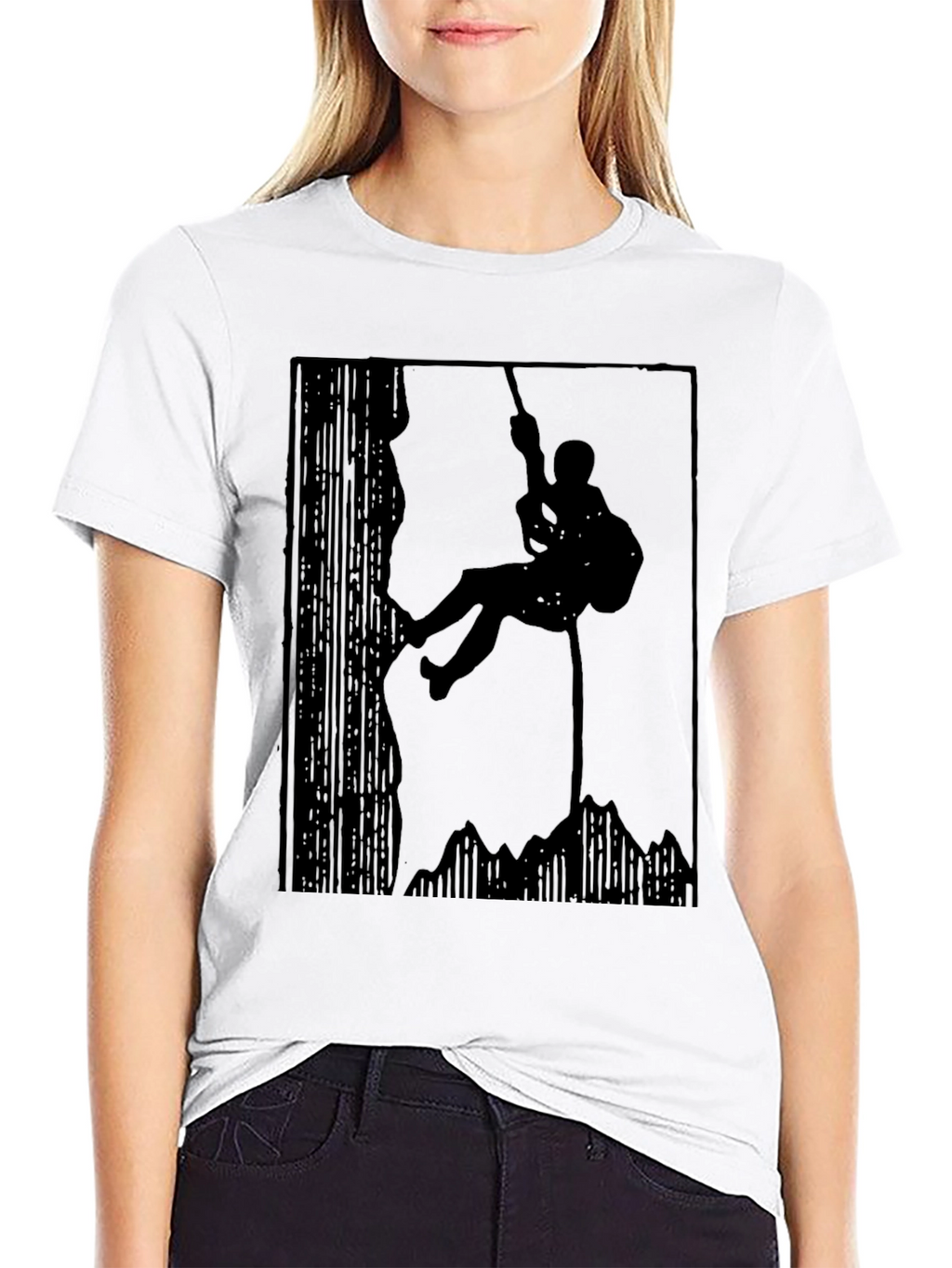 Mountain Climber Silhouette Graphic Tee - Black