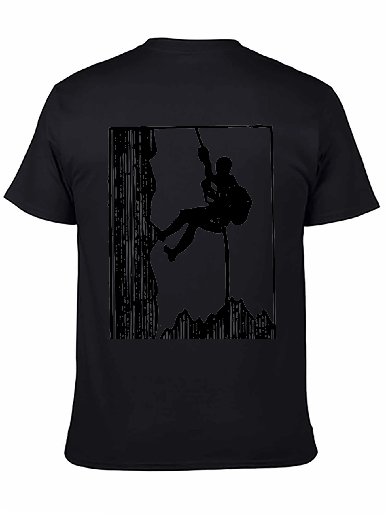 Mountain Climber Silhouette Graphic Tee - Black