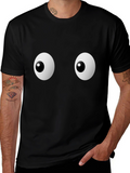 Funny Googly Eyes Graphic Black T-Shirt