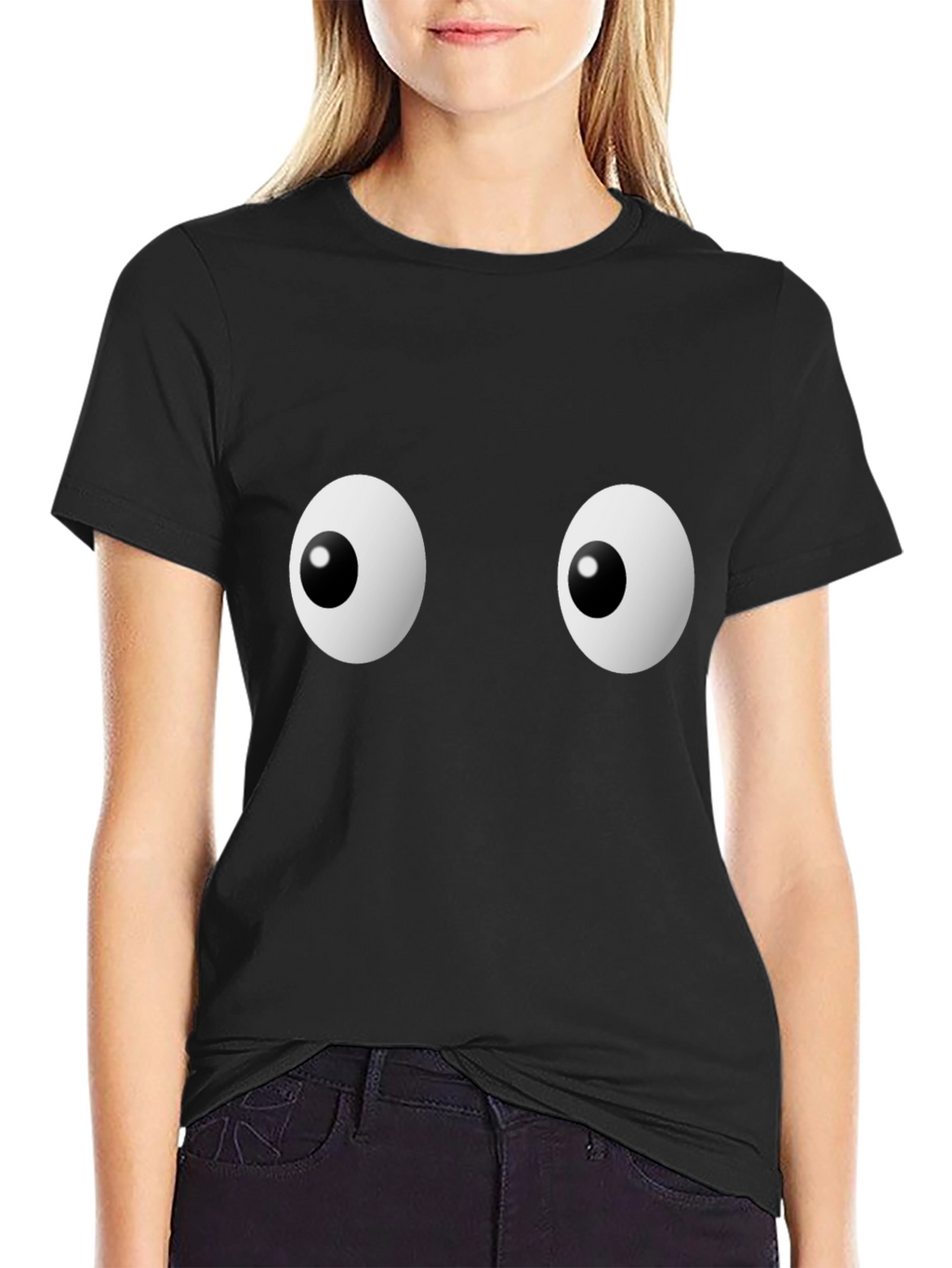 Funny Googly Eyes Graphic Black T-Shirt
