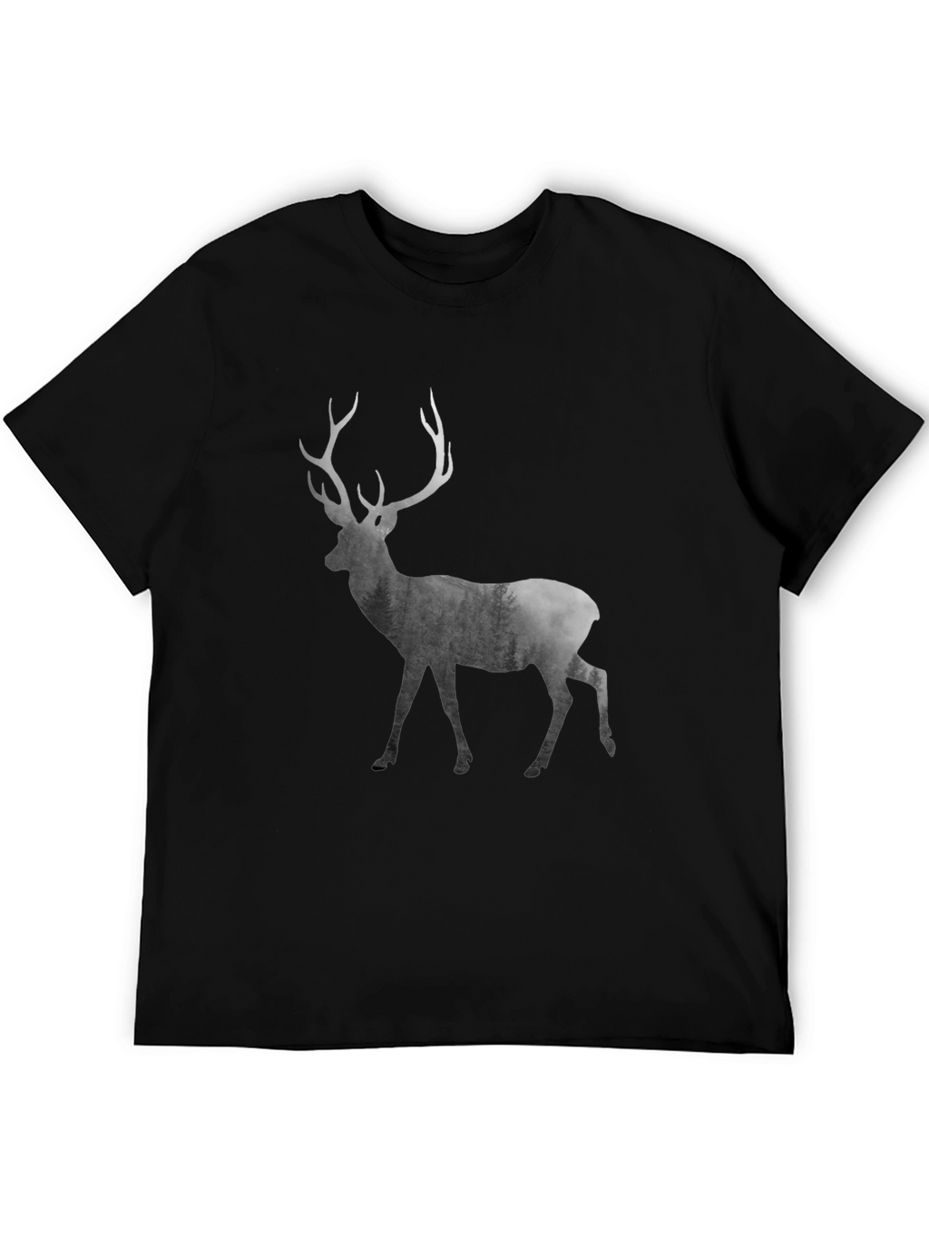 Mens Black Deer Graphic T-Shirt