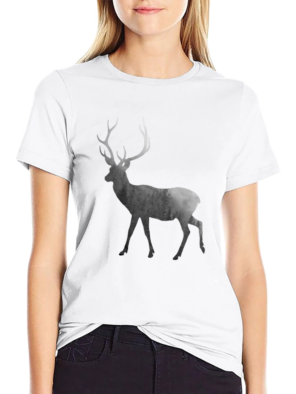 Mens Black Deer Graphic T-Shirt