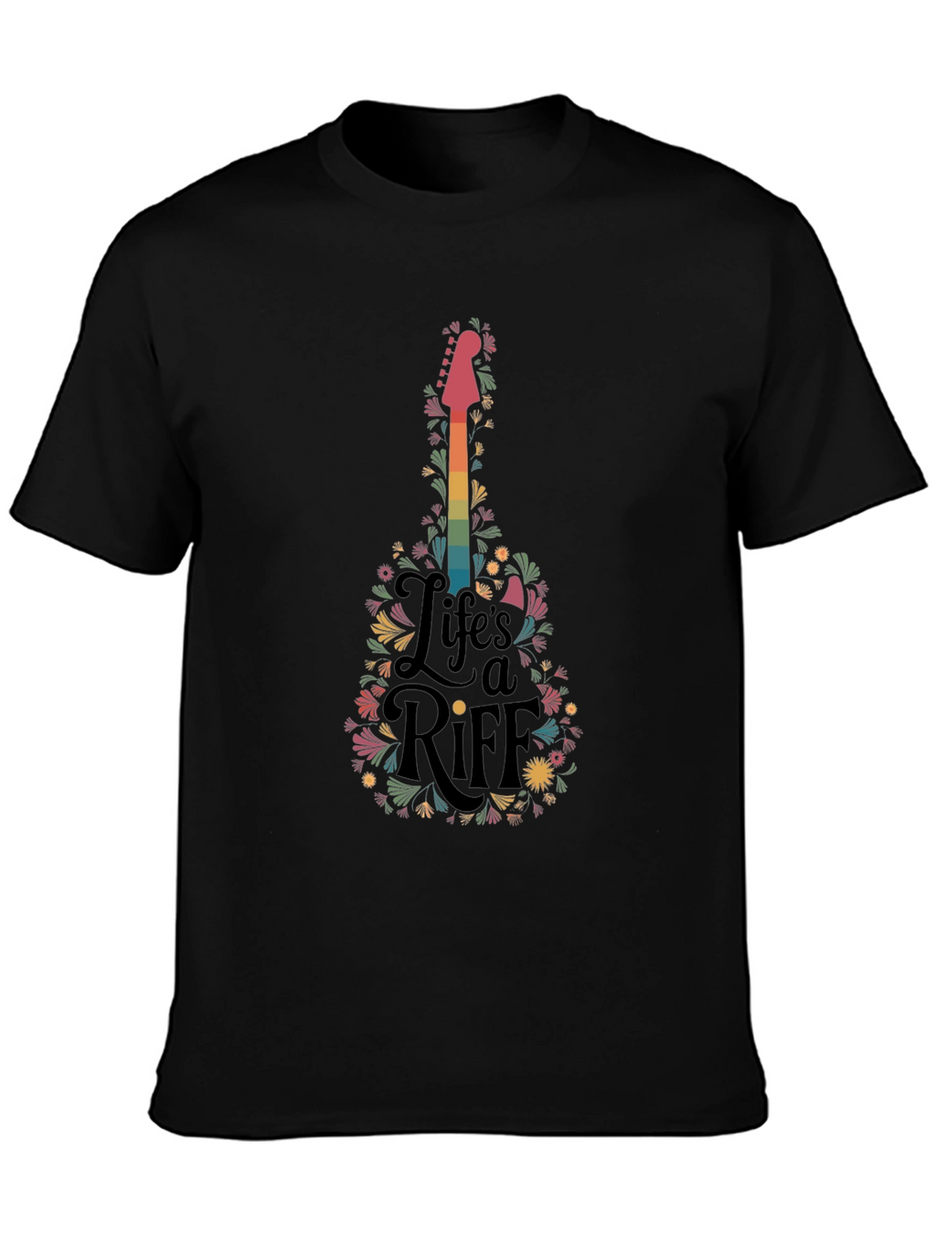 Lifes a Riff Guitar Floral Graphic T-Shirt