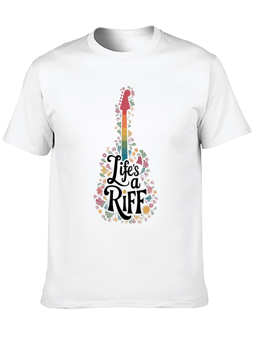Lifes a Riff Guitar Floral Graphic T-Shirt