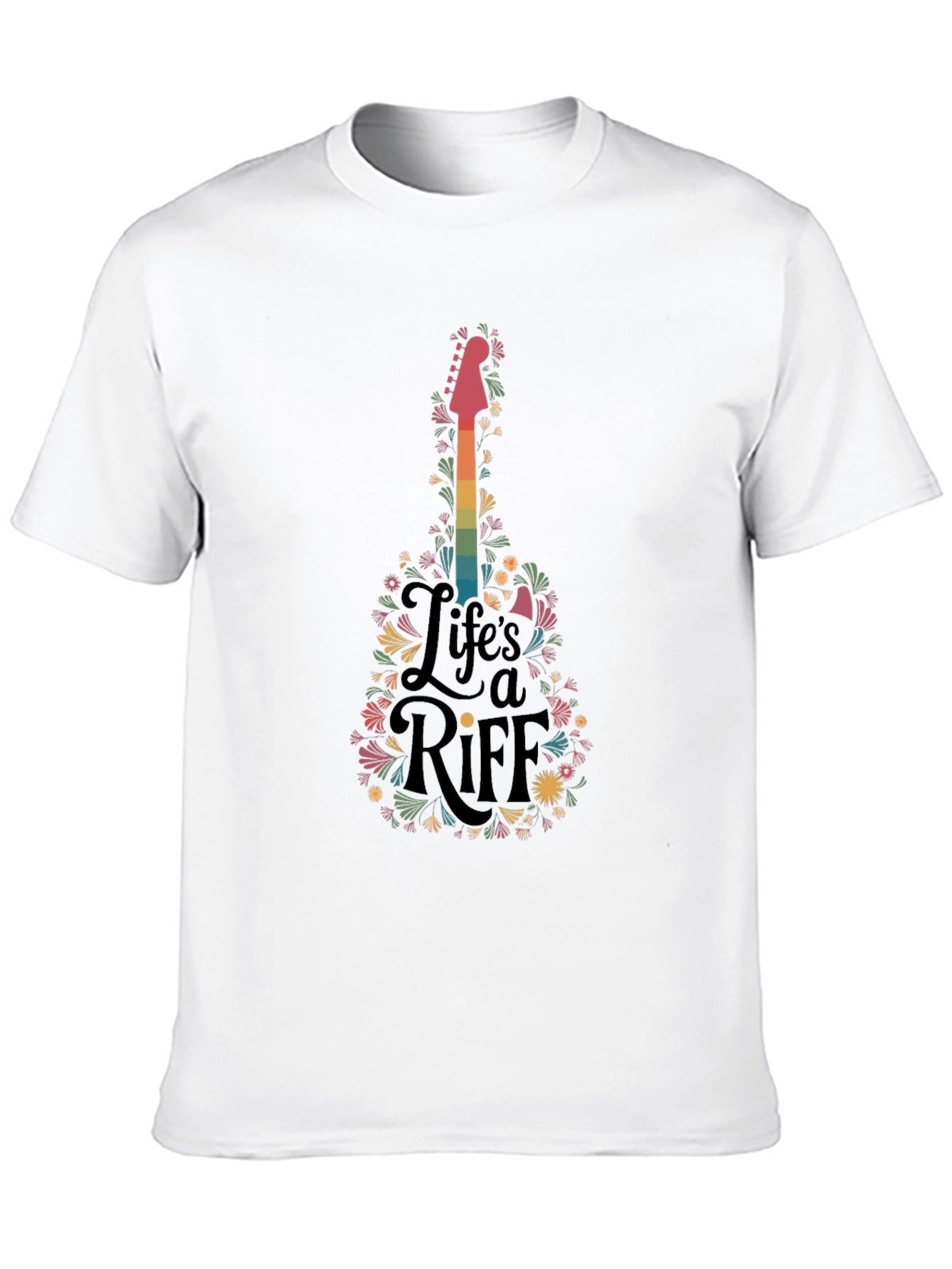 Lifes a Riff Guitar Floral Graphic T-Shirt