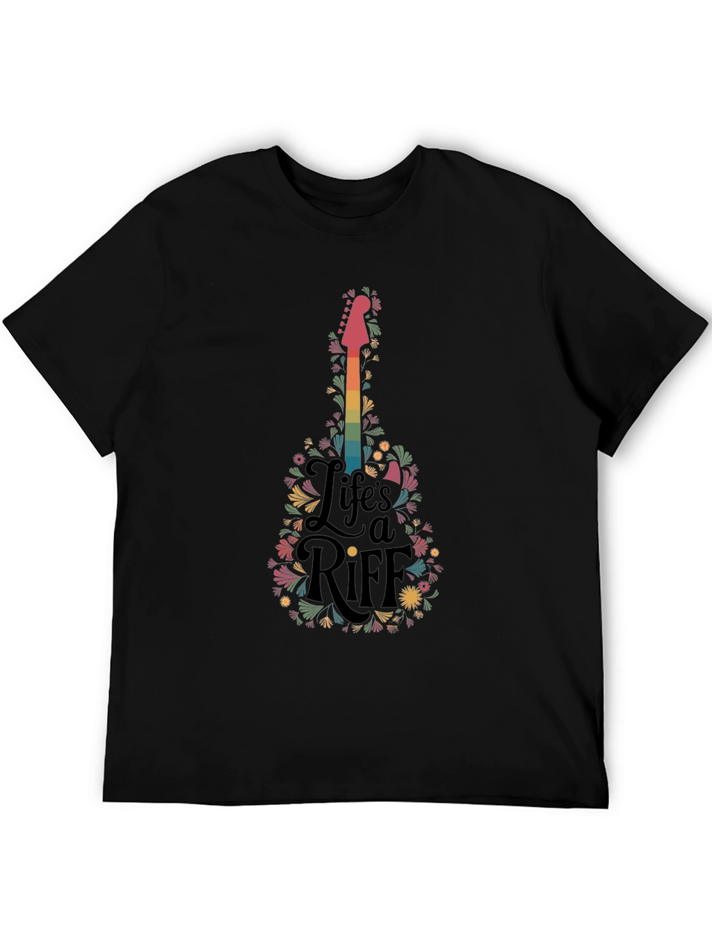 Lifes a Riff Guitar Floral Graphic T-Shirt