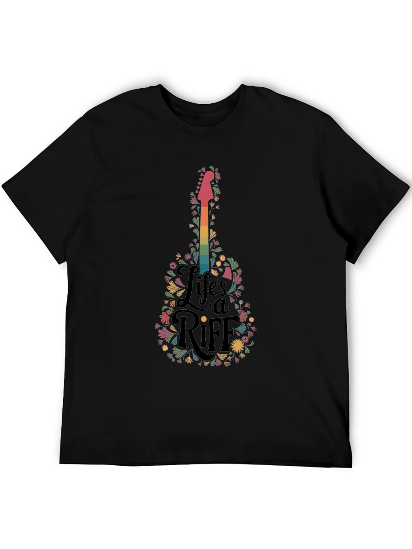 Lifes a Riff Guitar Floral Graphic T-Shirt