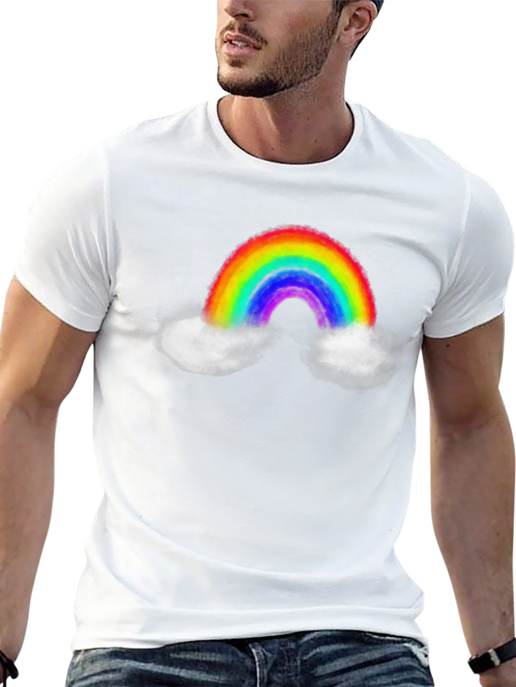 Rainbow Cloud Graphic Tee - Mens Black T-Shirt
