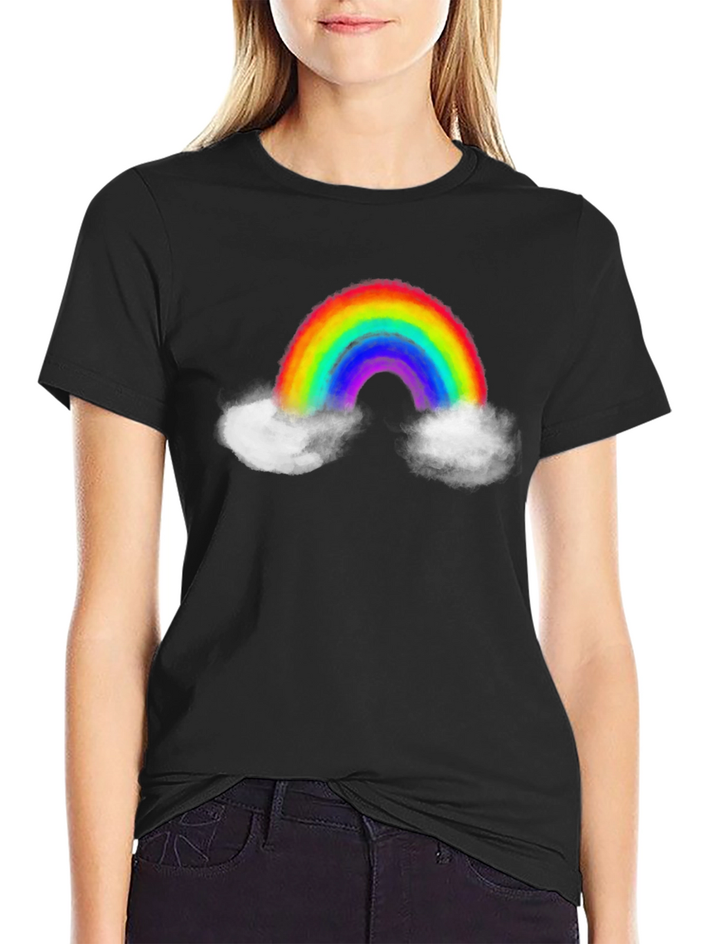 Rainbow Cloud Graphic Tee - Mens Black T-Shirt