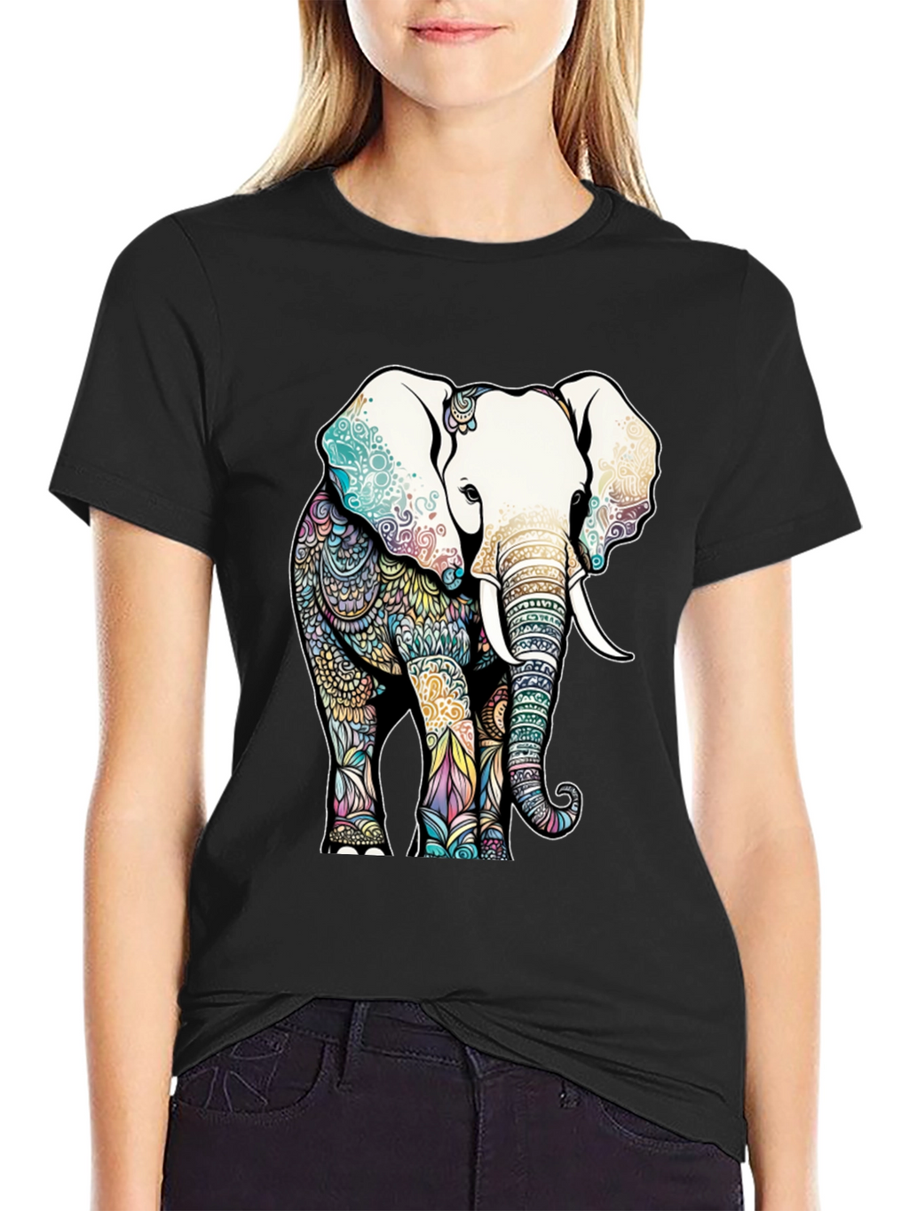 Elephant Mandala Graphic T-Shirt