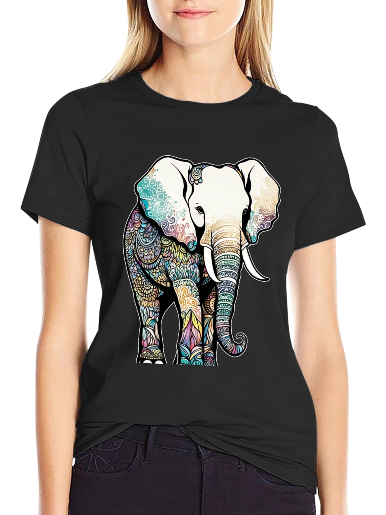Elephant Mandala Graphic T-Shirt