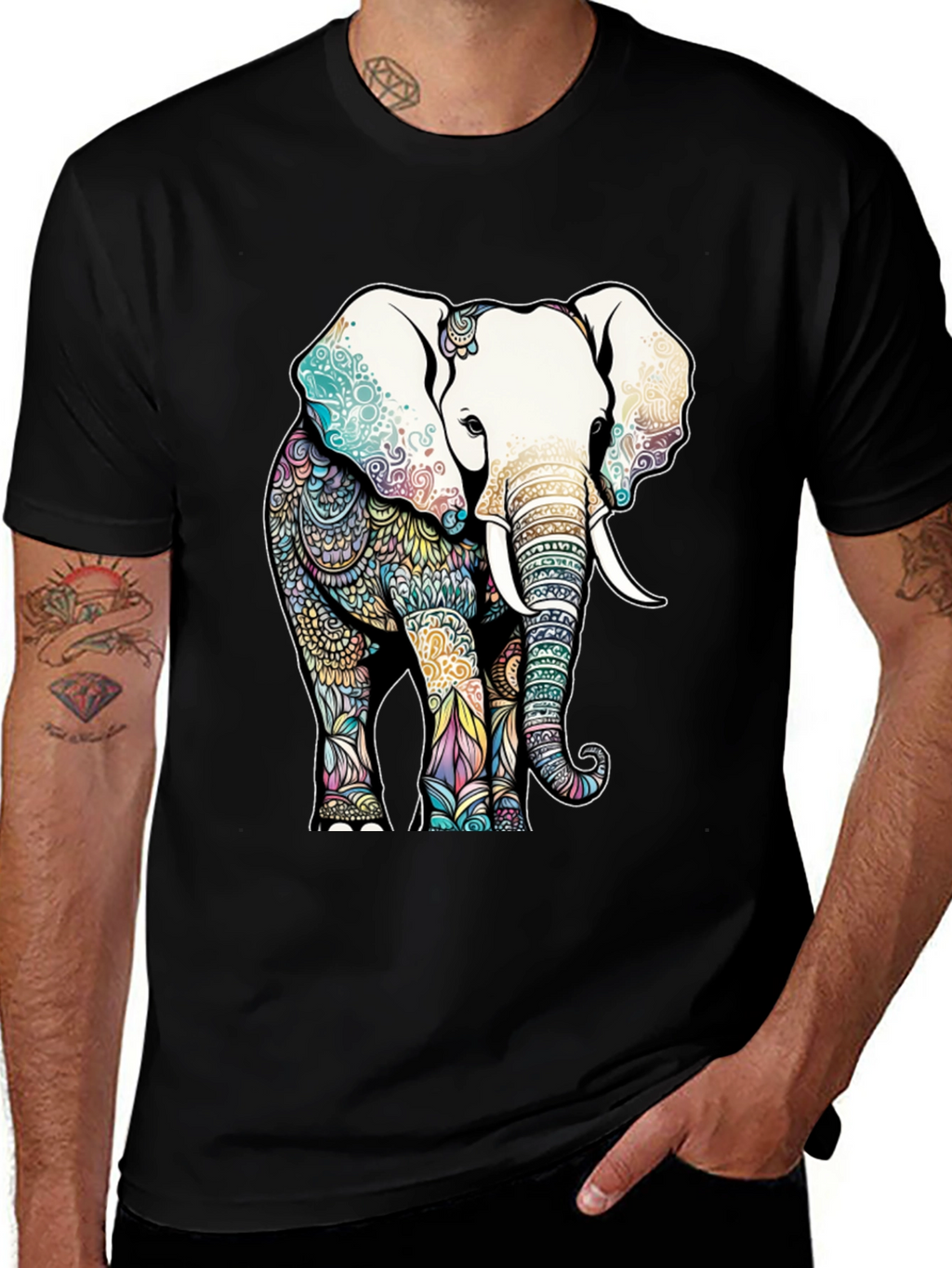 Elephant Mandala Graphic T-Shirt