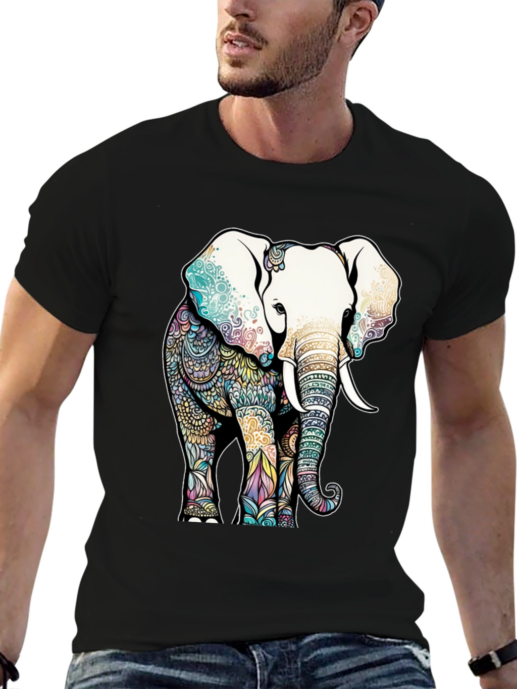 Elephant Mandala Graphic T-Shirt
