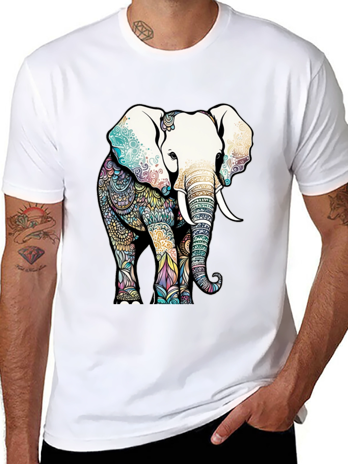 Elephant Mandala Graphic T-Shirt
