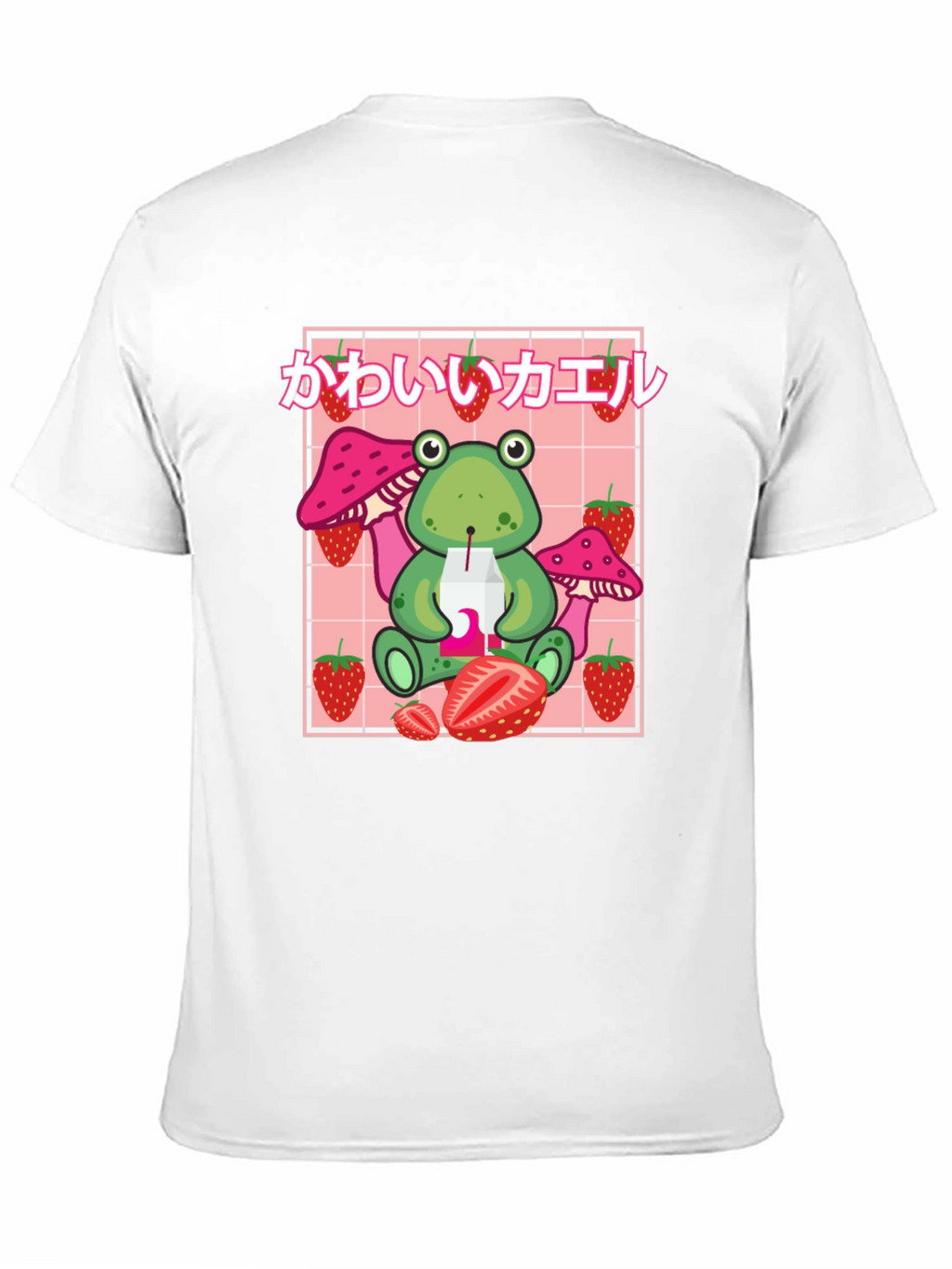 Kawaii Frog Strawberry Black T-Shirt
