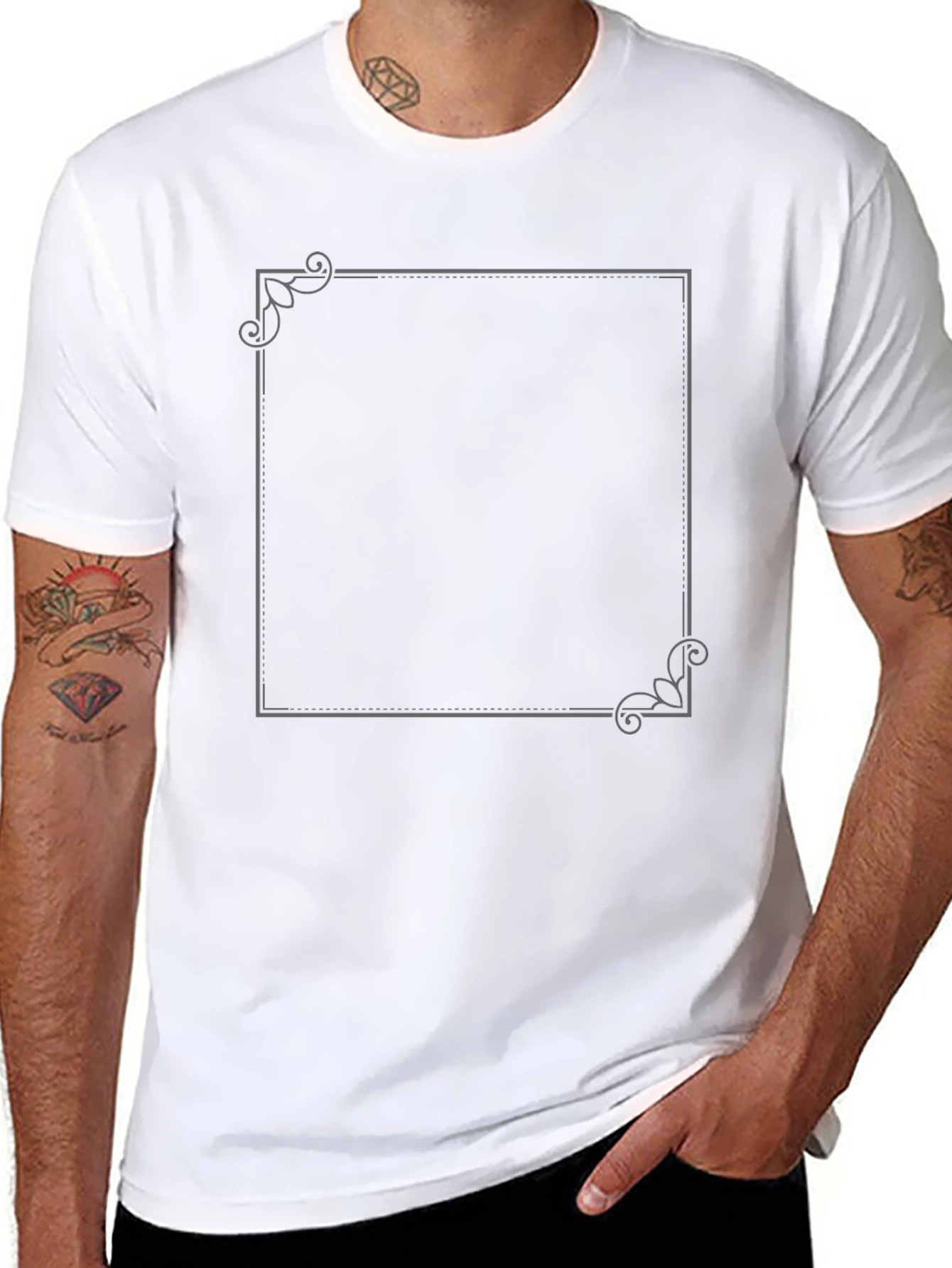 Elegant Framed Graphic Tee - Black