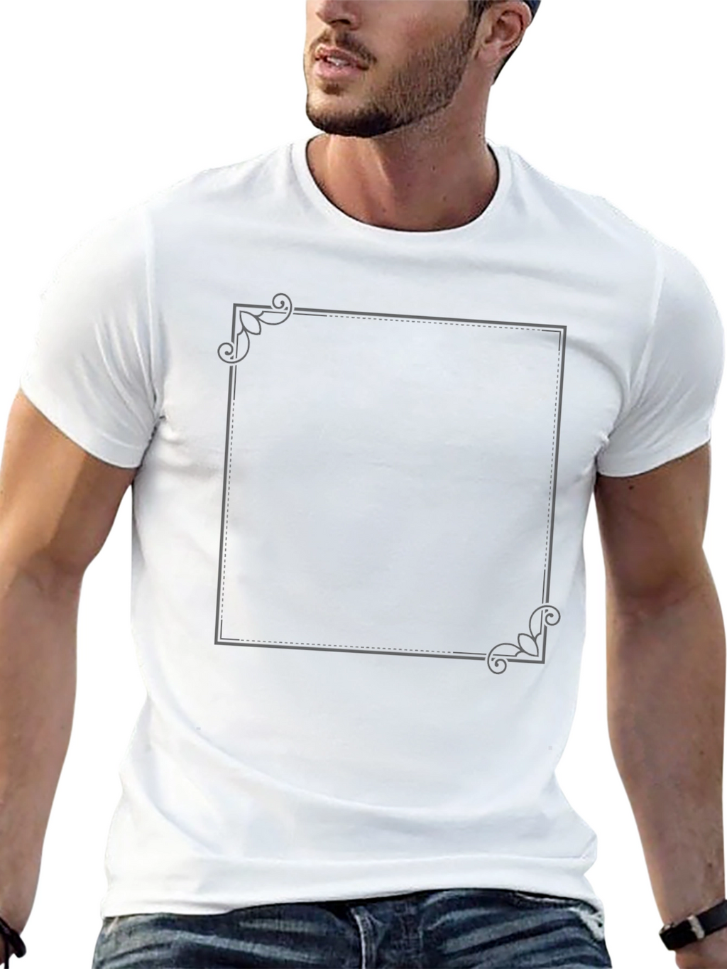Elegant Framed Graphic Tee - Black