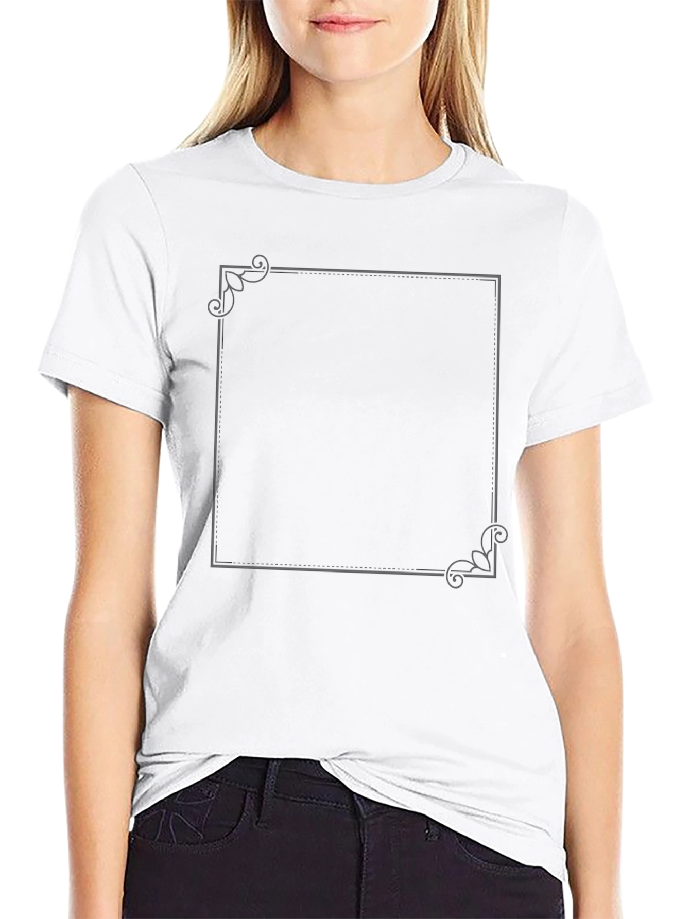 Elegant Framed Graphic Tee - Black