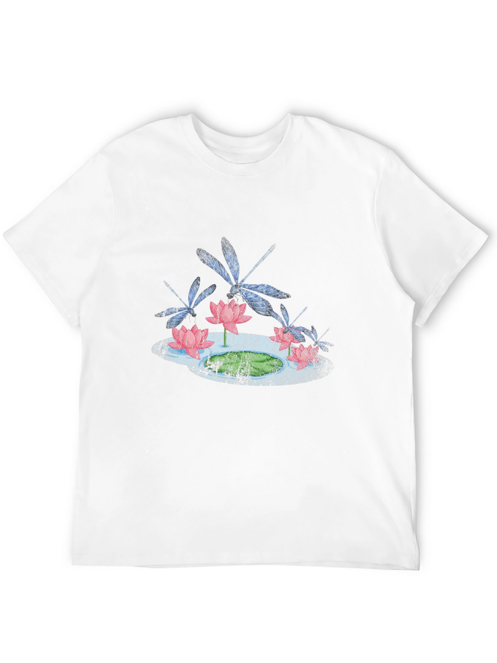 Lotus & Dragonfly Graphic T-Shirt - Stylish Black Tee