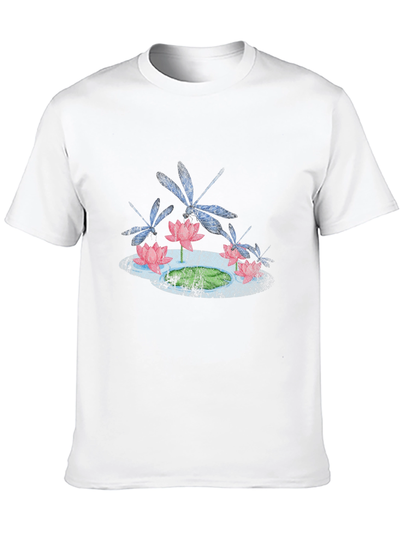 Lotus & Dragonfly Graphic T-Shirt - Stylish Black Tee